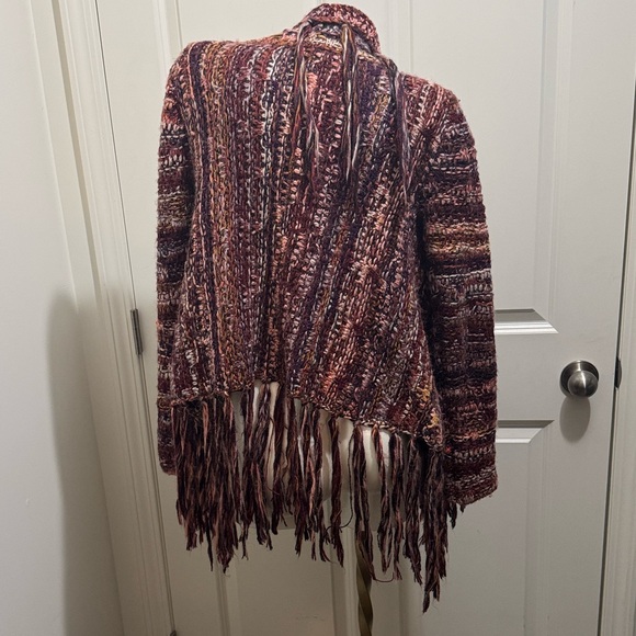 Free People Multicolor Fringed Cardigan, Sz Medium, Like New, Wool & Alpaca - Picture 11 of 14